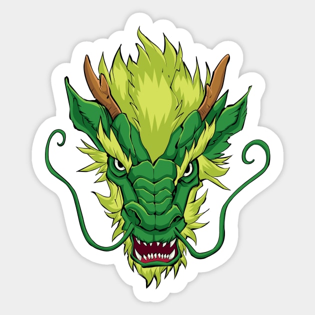 Chinese Dragon Head Green Sticker by Malchev